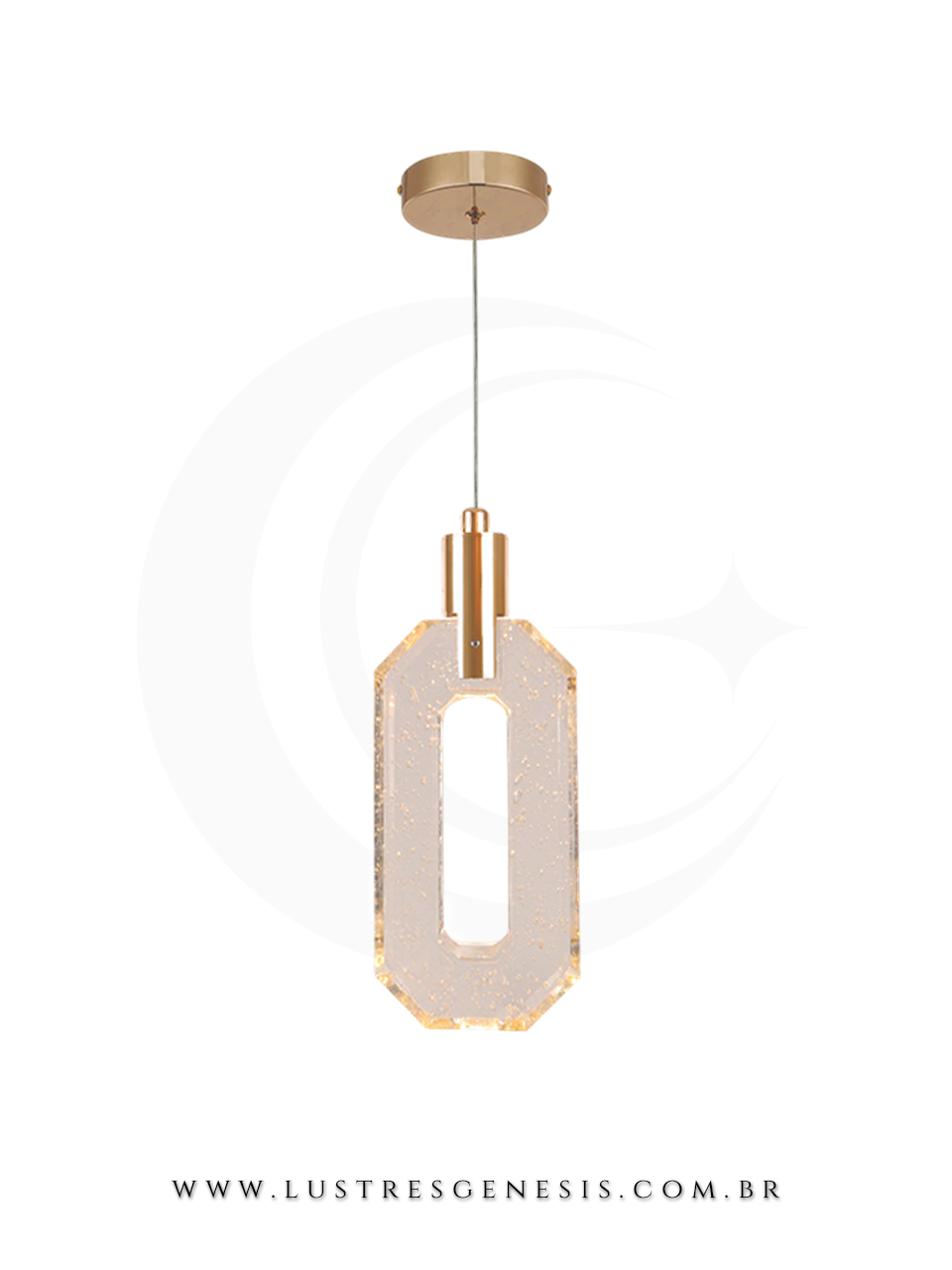 Pendente LED Cristal Moderno Sindora Bivolt 5W 3000K 10x24cm, Bancada Area Gourmet, Lavabo, Cabeceira de Cama